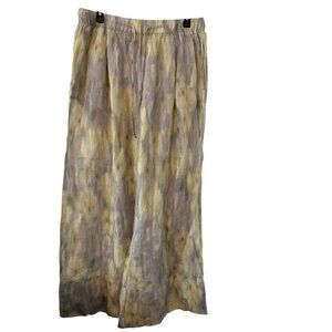 ZARA Printed Rami Palazzo Wide Leg Drawstring Pockets Pants Size Large